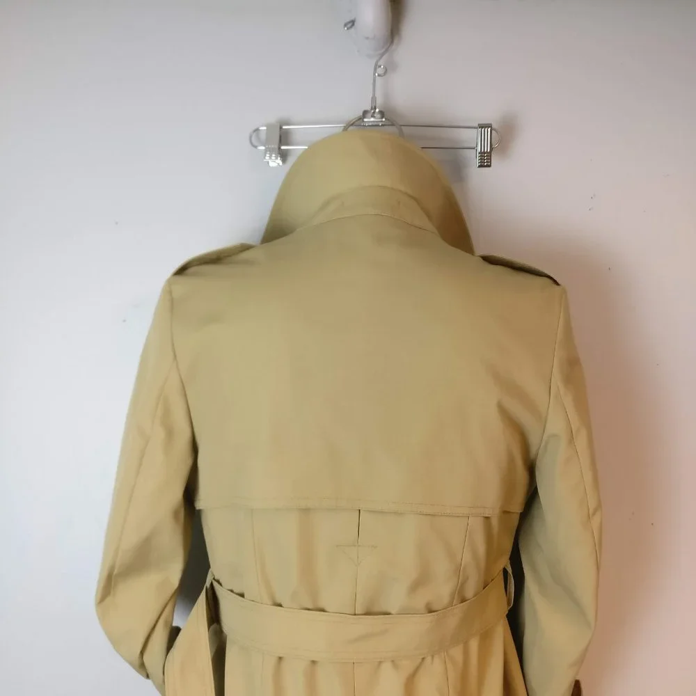 XDouble Breasted belted Long Trench Coat, Made in Poland,Pocket Nova Check Lined - Picture 7 of 15